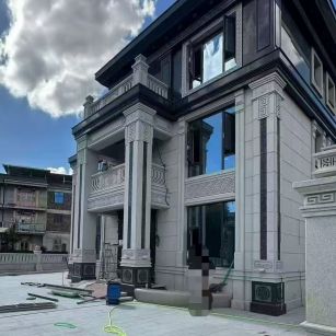 宜昌 别墅干挂，芝麻白与芝麻黑完美配合